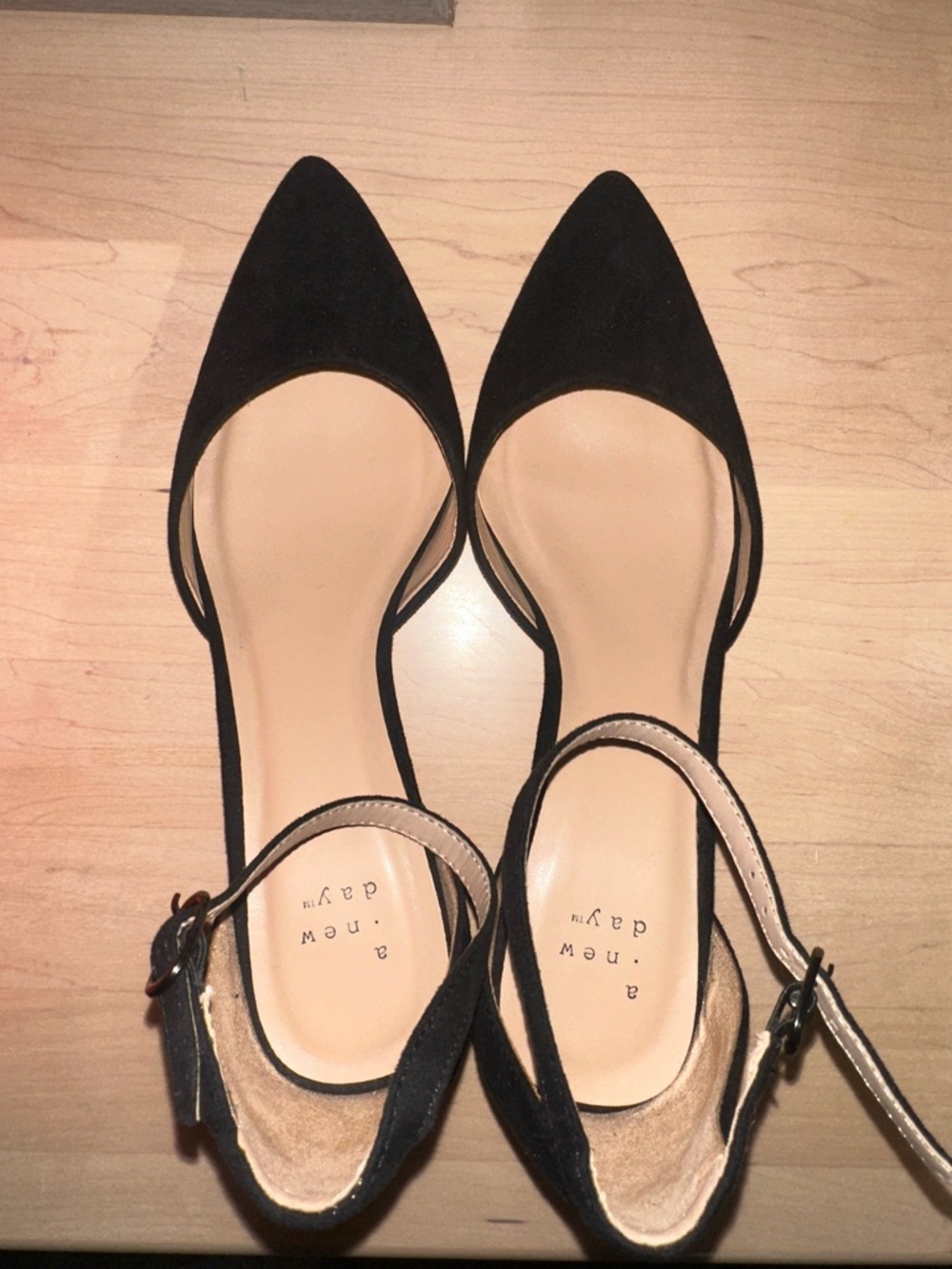 a new day Black Pointed D'Orsay Heels with Ankle Strap